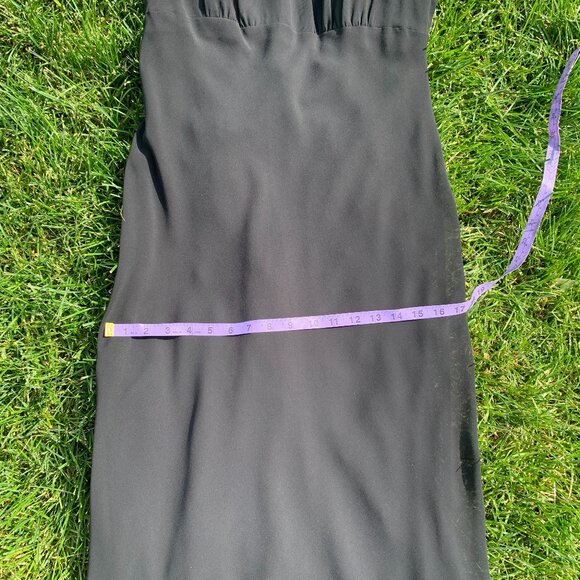 Vintage 90s Y2K Babydoll Empire Waist Maxi Slip Dress Black Chiffon Evening Gown - Picture 13 of 15